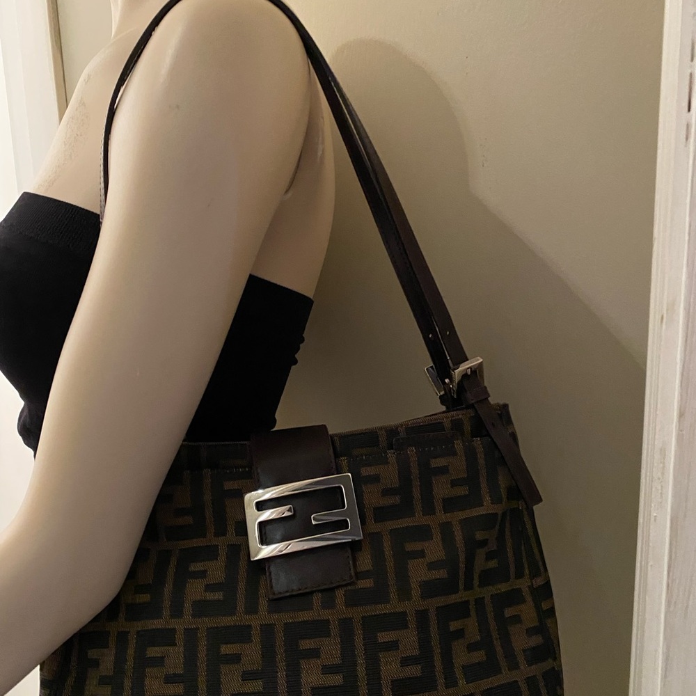 Fendi Black and Brown Monogram Shoulder Bag